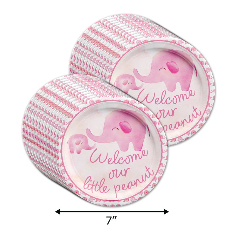 Our Little Peanut Girl Baby Shower Tableware Kit For 24 Guests