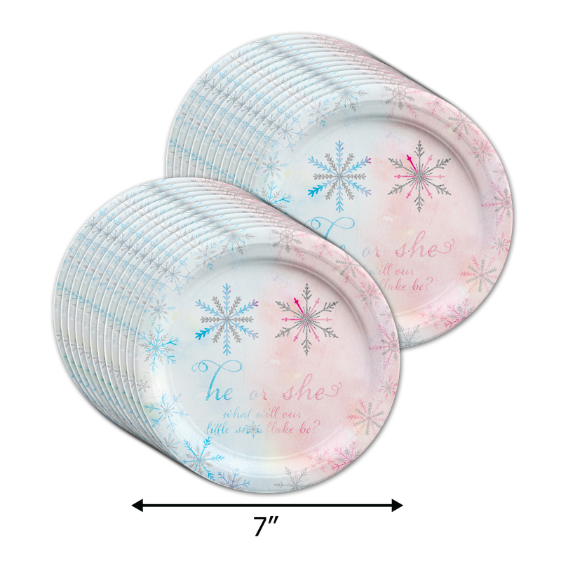 What Will the Little Snowflake Be? Gender Reveal Tableware Kit For 24 Guests