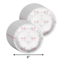 We're Tutu Excited Pink Bows Baby Shower Party Supplies 64 Piece Tableware Set Includes Large 9" Paper Plates Dessert Plates, Cups and Napkins Kit for 16