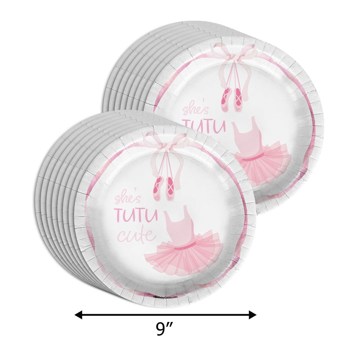 She's Tutu Cute Pink Bows 2nd Birthday Party Tableware Kit For 16 Guests 64 Piece
