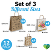 Floral Kraft Gift Bags Mixed Size Set