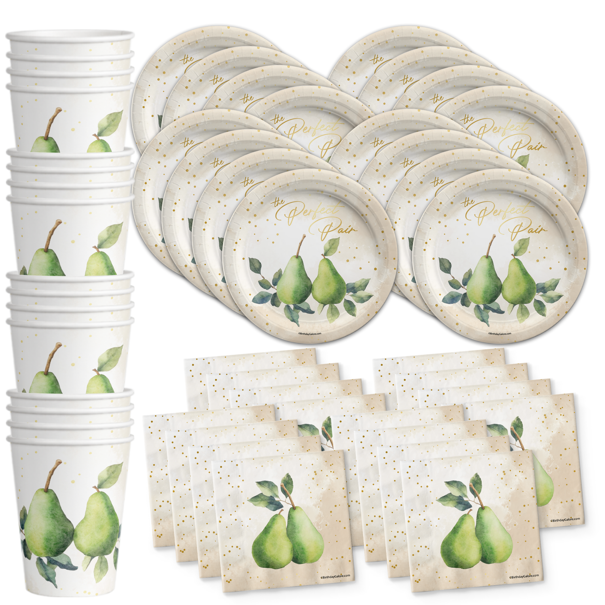 Perfect Pear Bridal Shower Party Tableware Kit For 16 Guests