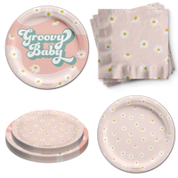 Groovy Baby Baby Shower Tableware Kit For 24 Guests