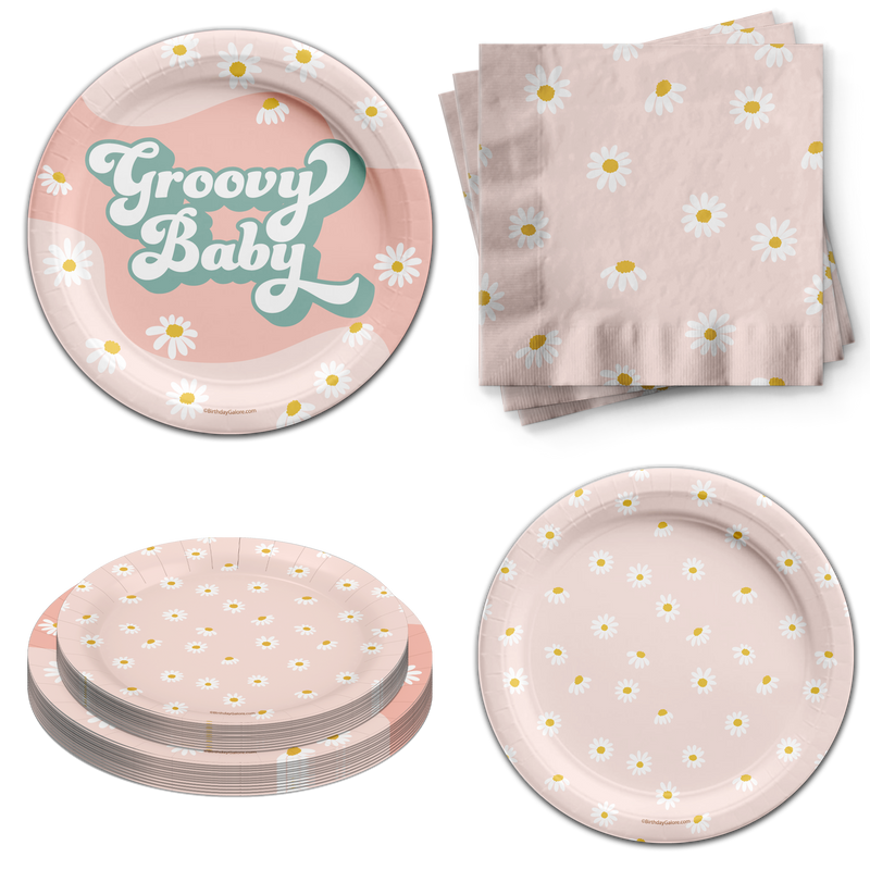 Groovy Baby Baby Shower Tableware Kit For 24 Guests