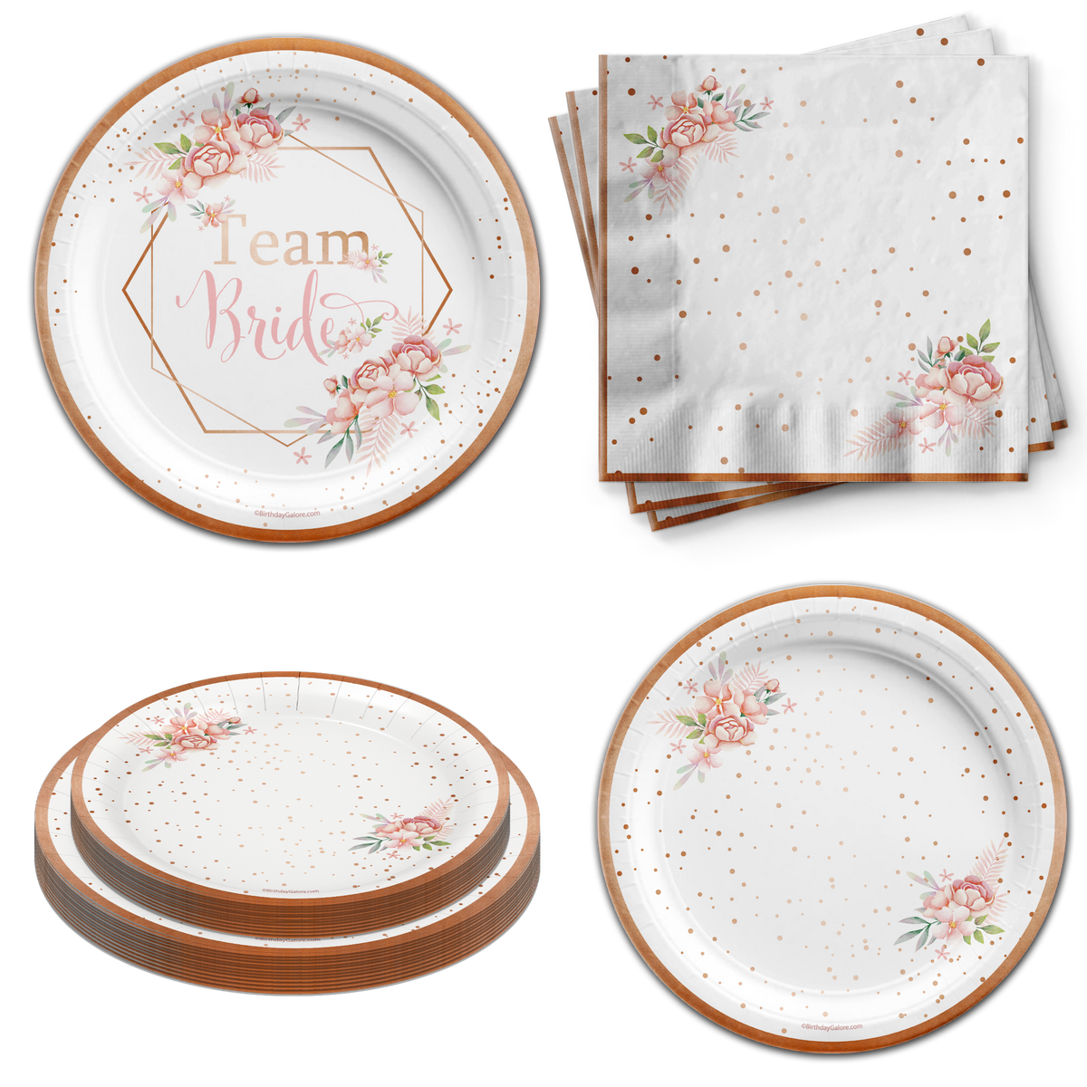 Team Bride Floral Bridal Shower Tableware Kit