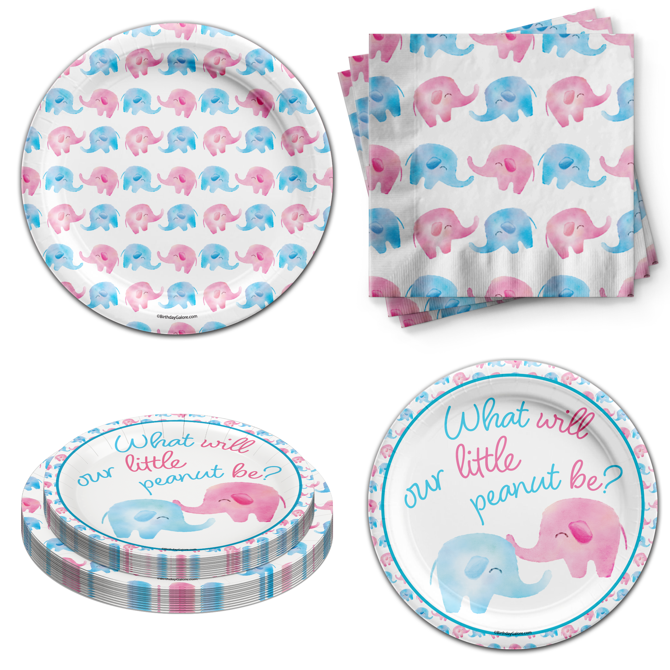 What Will the Little Peanut Be? Gender Reveal Tableware Kit For 24 Guests