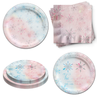 What Will the Little Snowflake Be? Gender Reveal Tableware Kit For 24 Guests