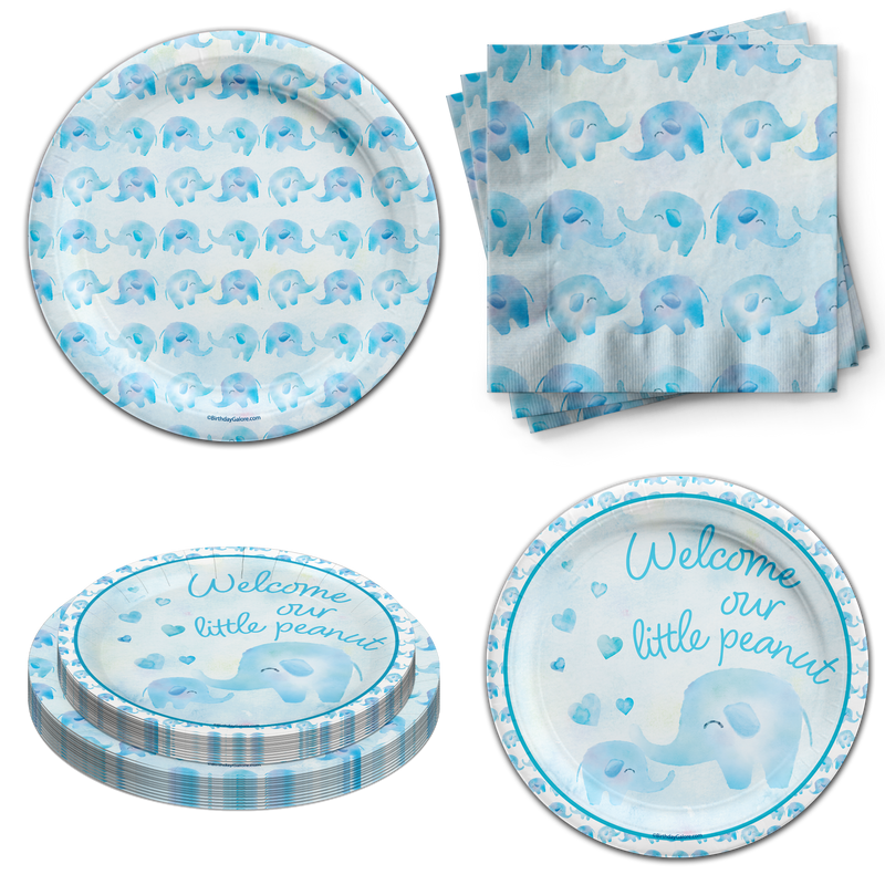 Our Little Peanut Boy Baby Shower Tableware Kit For 24 Guests
