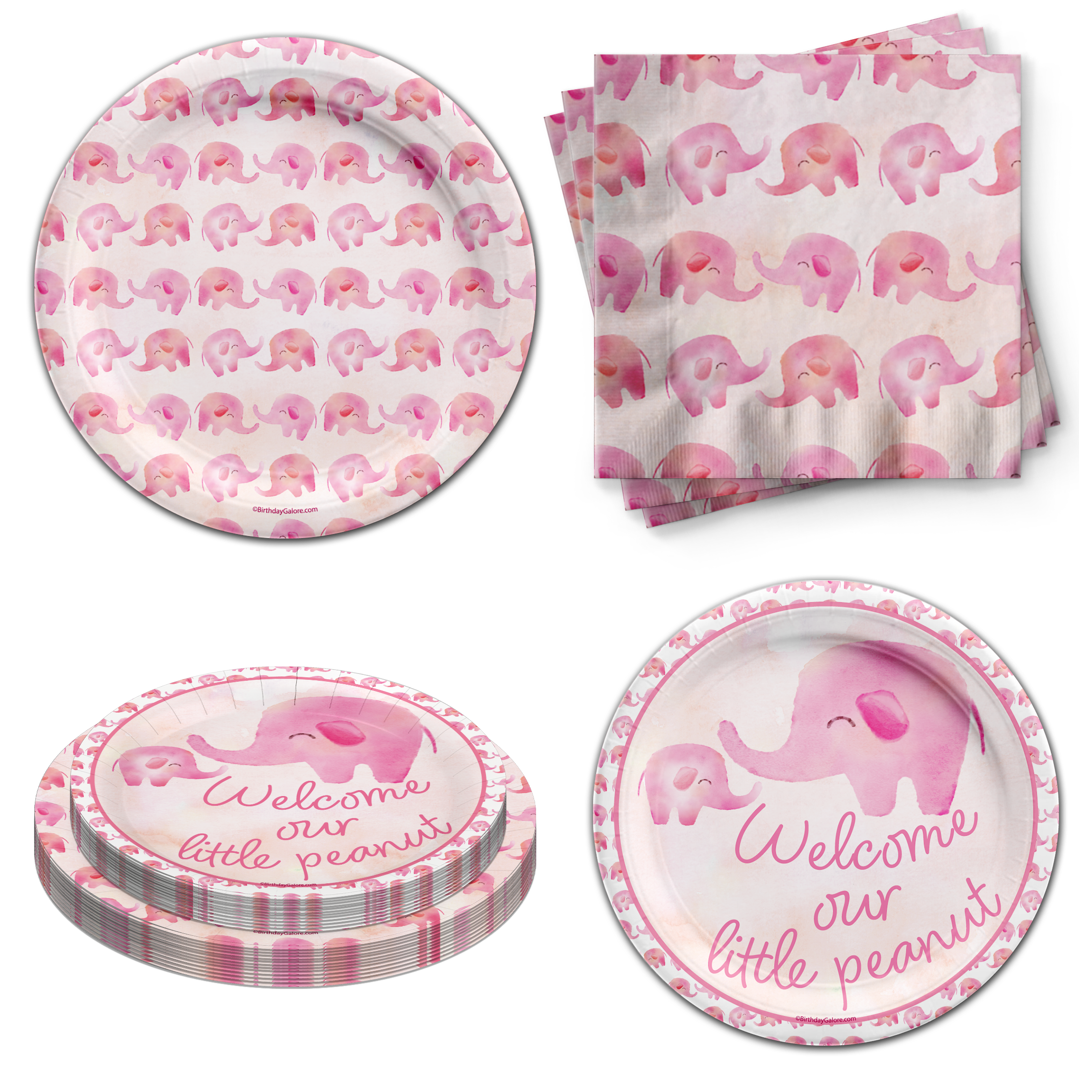 Pink brown baby online shower tableware