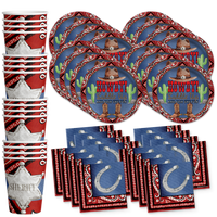 Cowboy Birthday Party Tableware Kit For 16 Guests