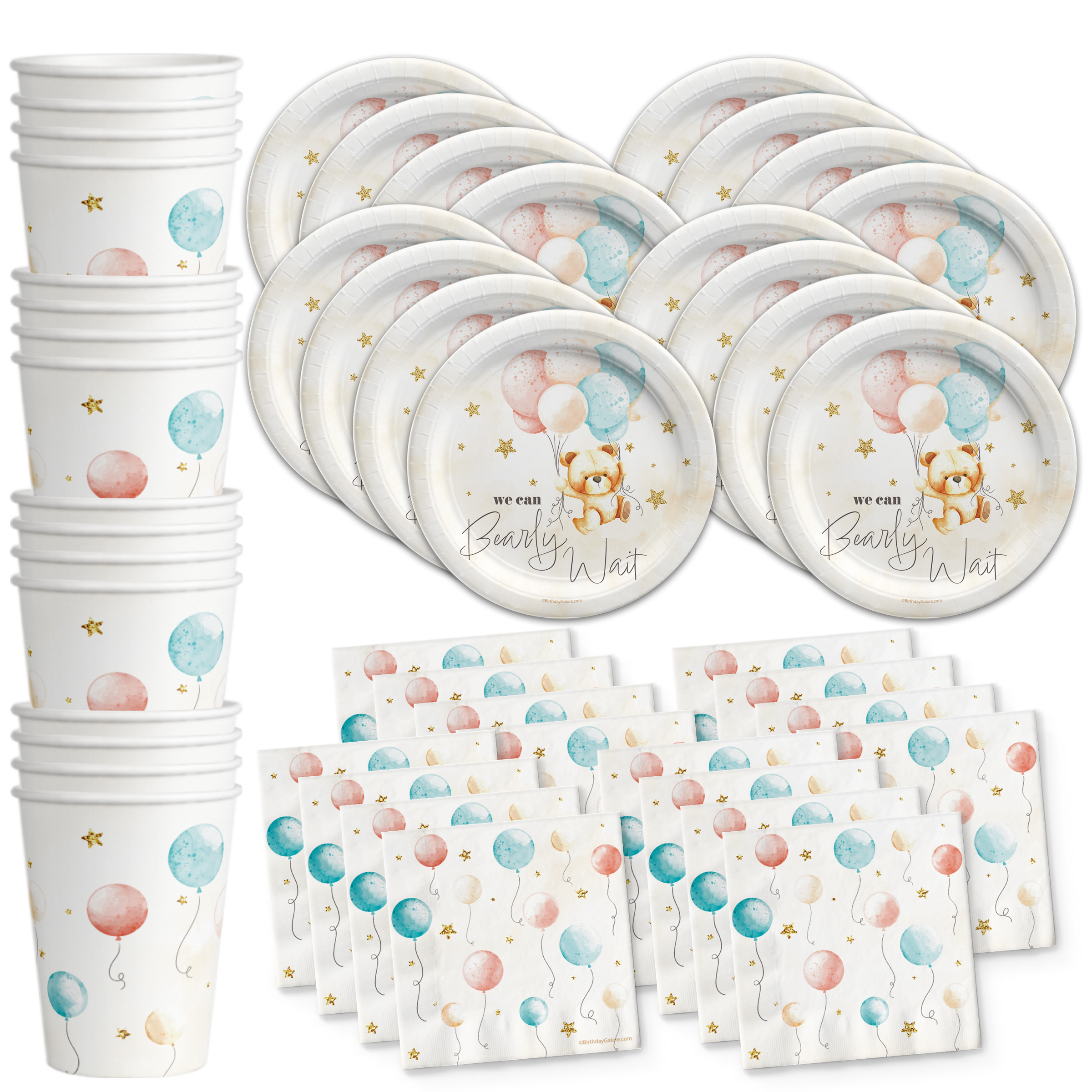 Teddy Bear Birthday Party Tableware Kit For 16 Guests