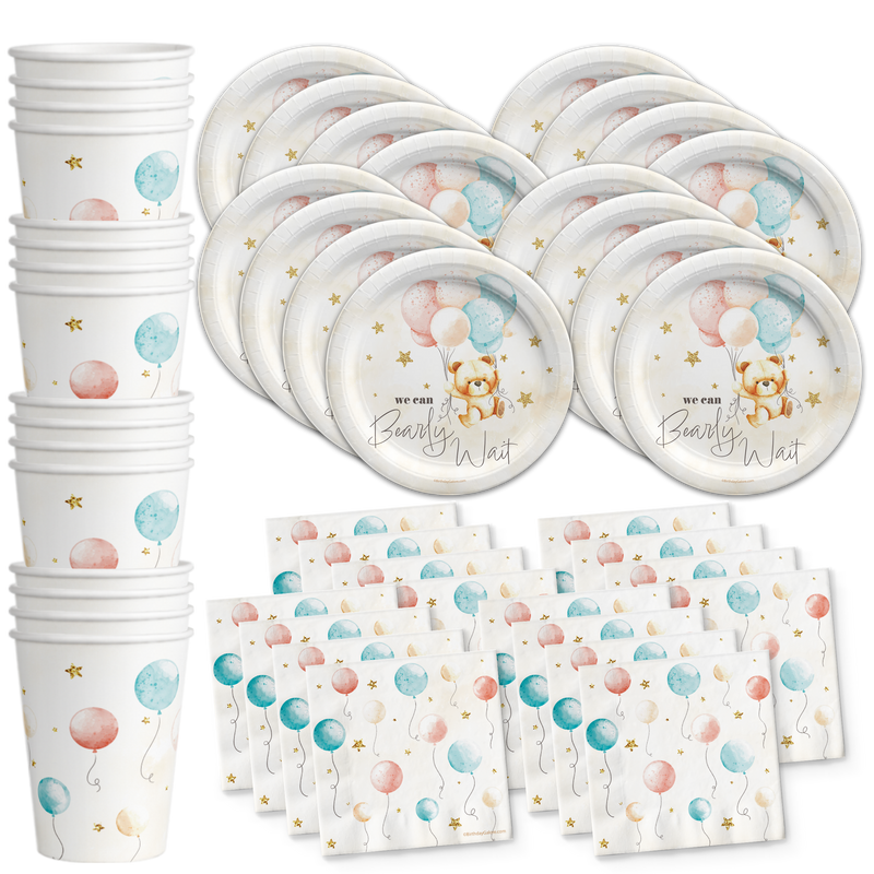 Teddy Bear Birthday Party Tableware Kit For 16 Guests