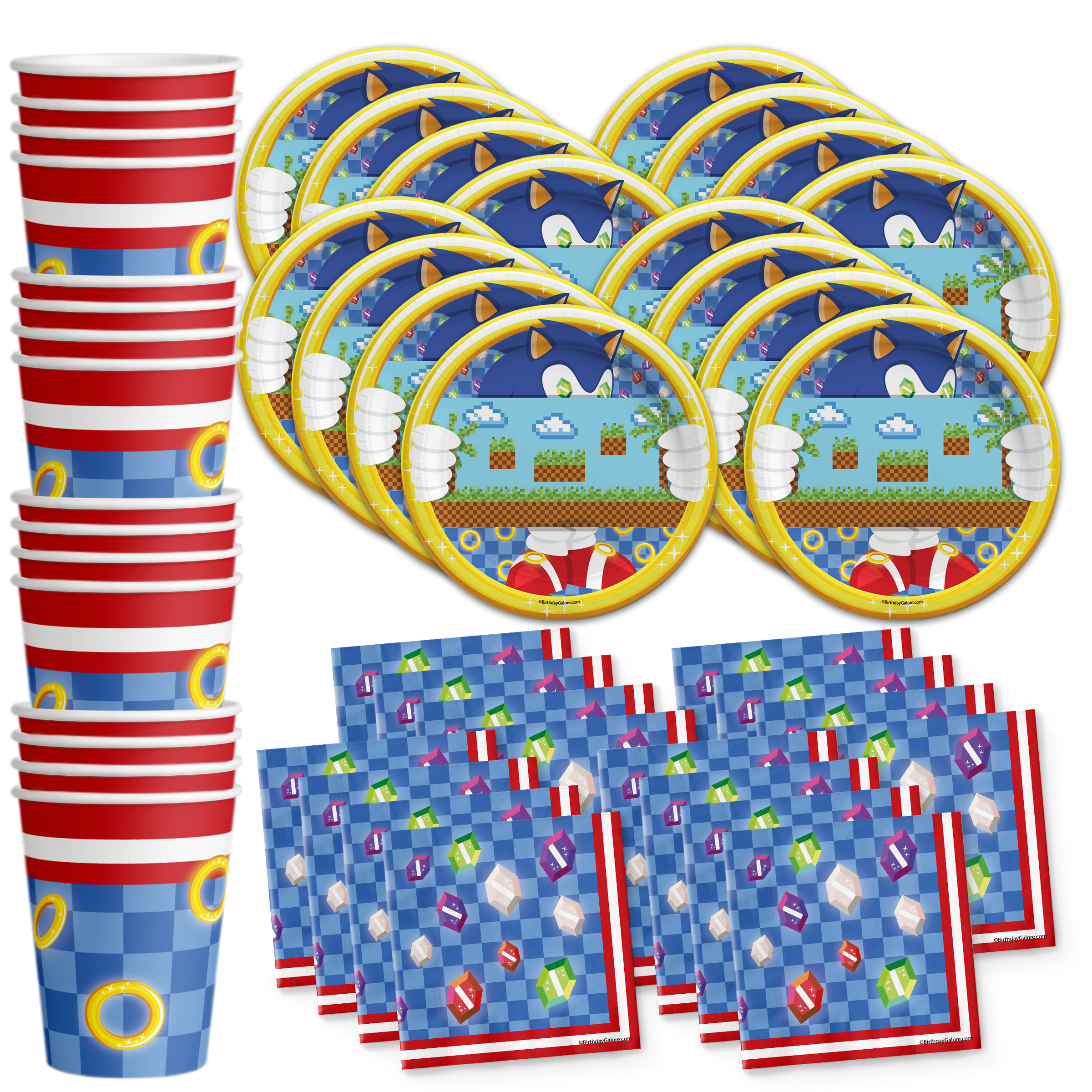 Sonic Birthday Party Tableware Kit For 16 Guests