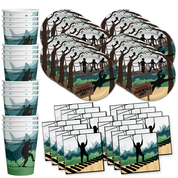 Zip Line Ropes Course Birthday Party Tableware Kit-16 Guests