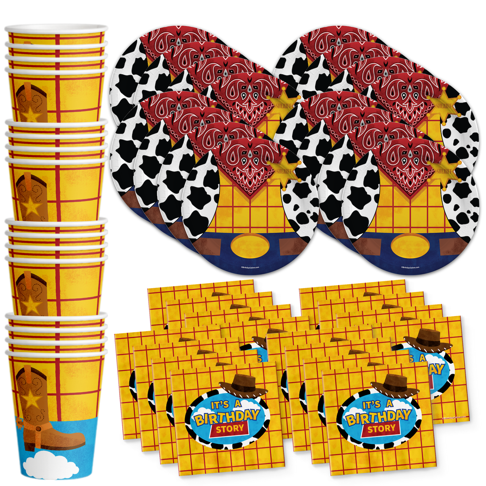 Birthday Story Toy Cowboy Birthday Party Tableware Kit For 16 Guests