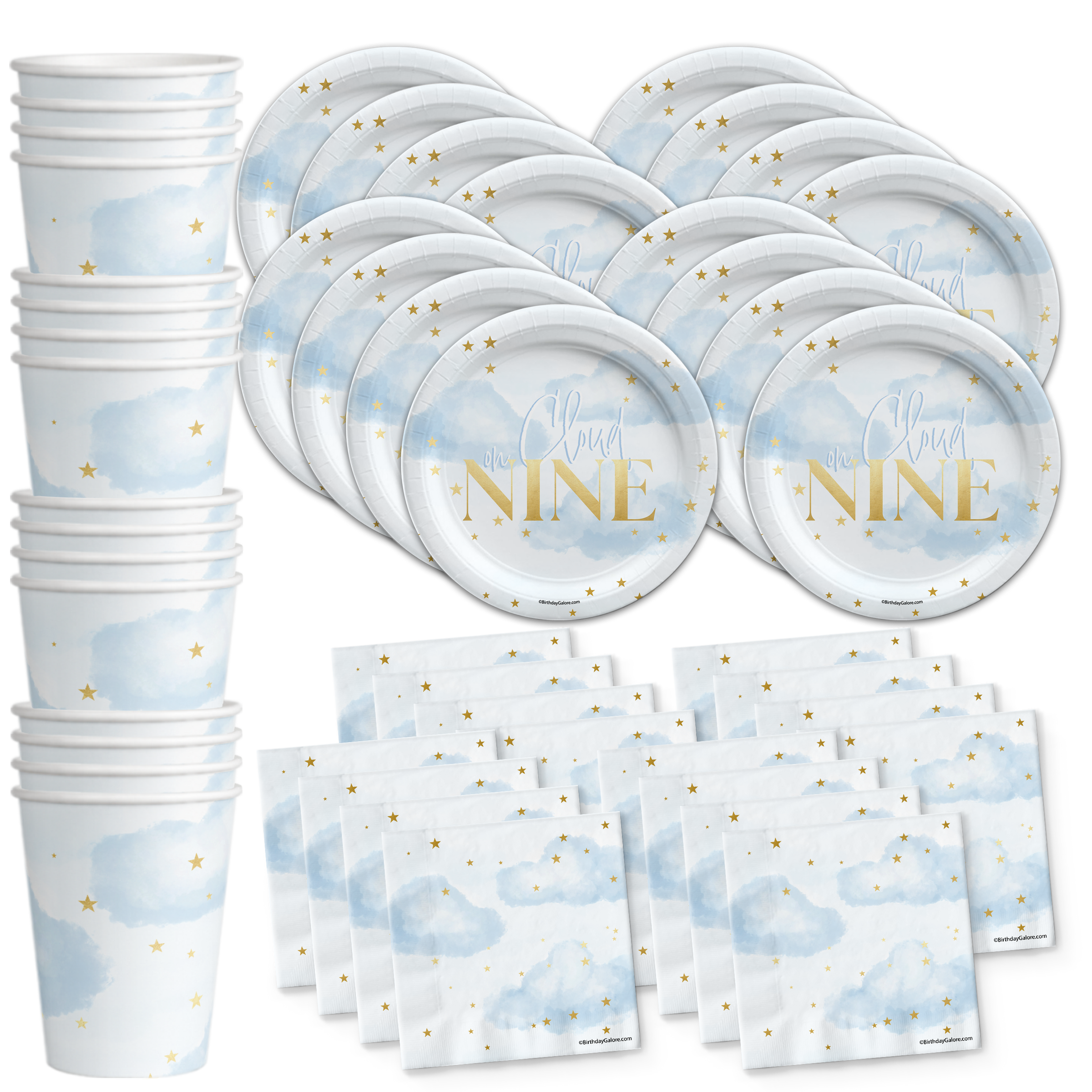 Cloud 9 Birthday Party Tableware Kit For 16 Guests