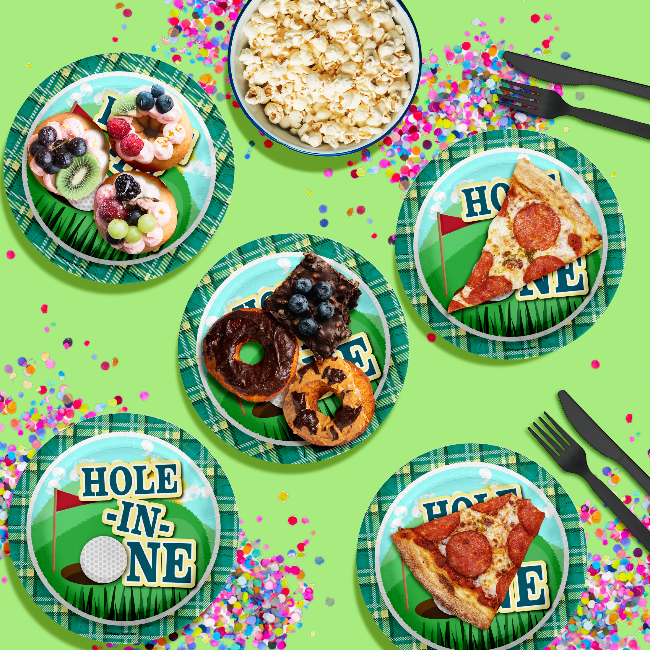 Hole in One Golfing First Birthday Party Supplies Large 9" Paper Plates in Bulk 32 Piece