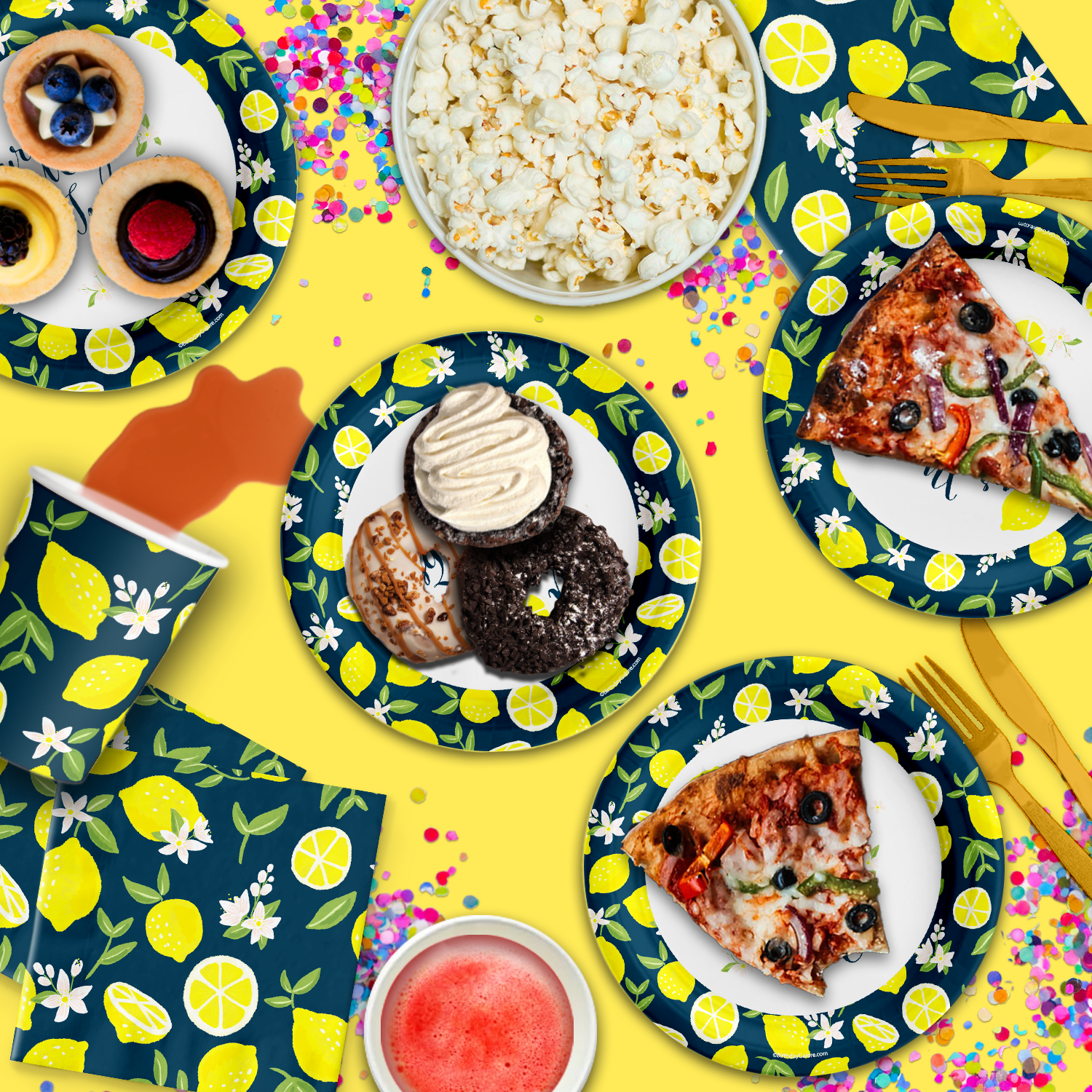 Our Main Squeeze is Turning One Lemon 1st Birthday Party Tableware Kit For 16 Guests