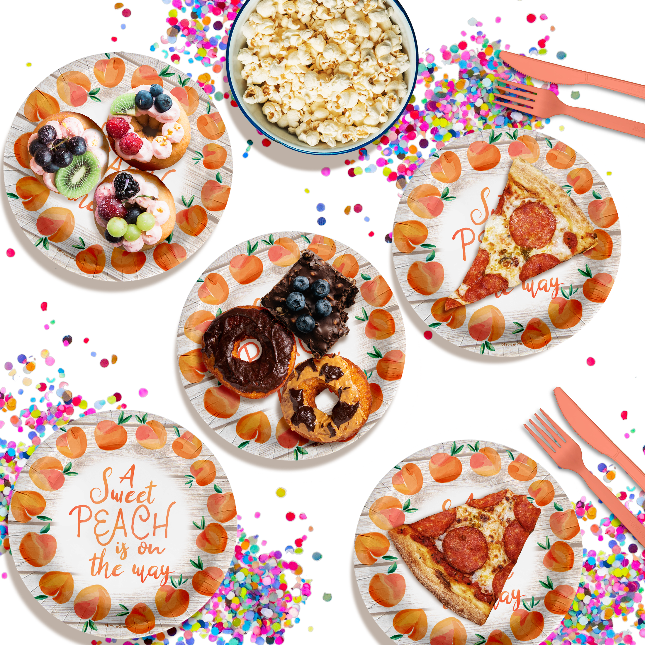 Sweet Peach on the Way Baby Shower Party Supplies Large 9" Paper Plates in Bulk 32 Piece