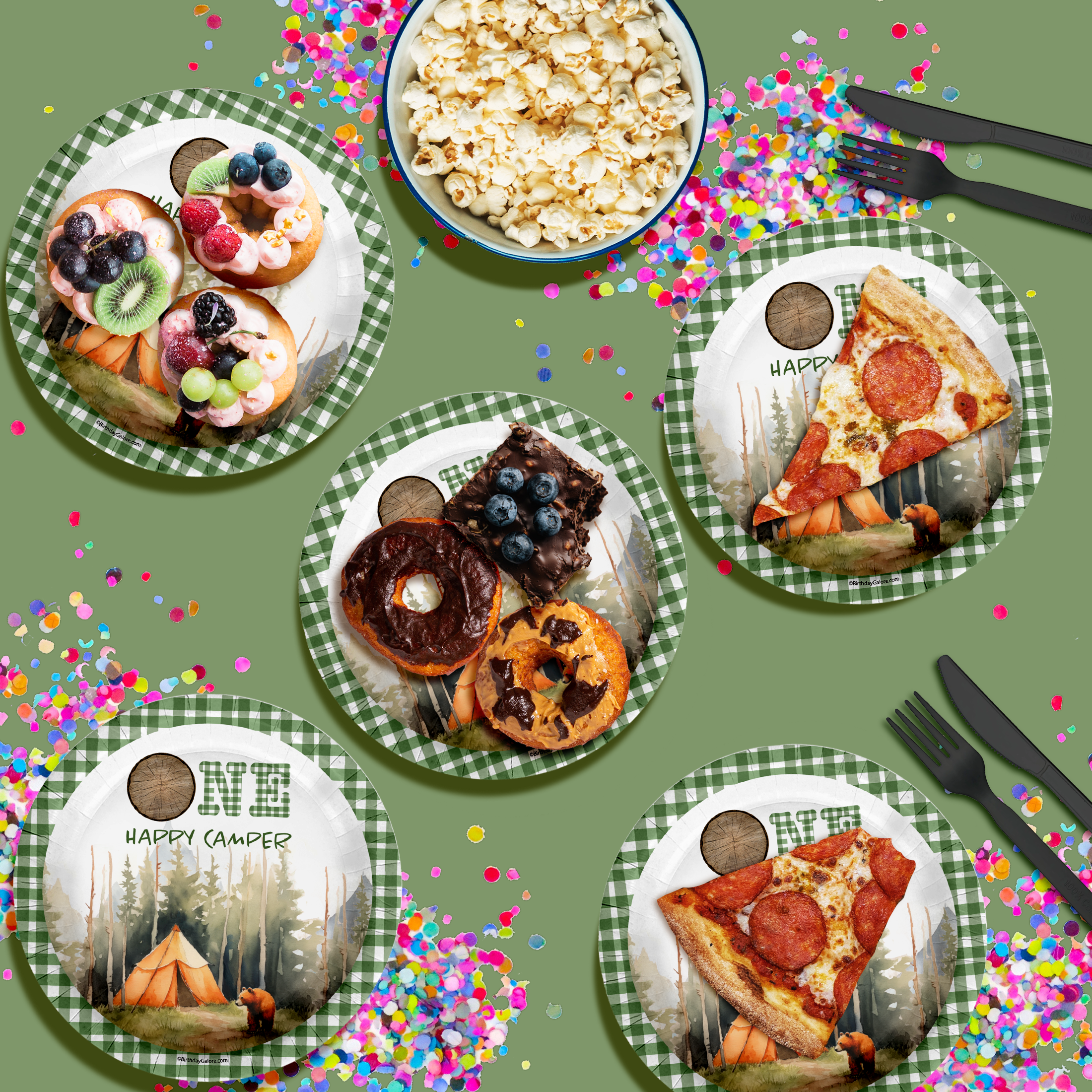One Happy Camper Boys 1st Birthday Party Supplies Large 9" Paper Plates in Bulk 32 Piece