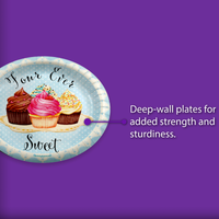 Four Ever Sweet Cupcake 4th Birthday Party Supplies Large 9" Paper Plates in Bulk 32 Piece
