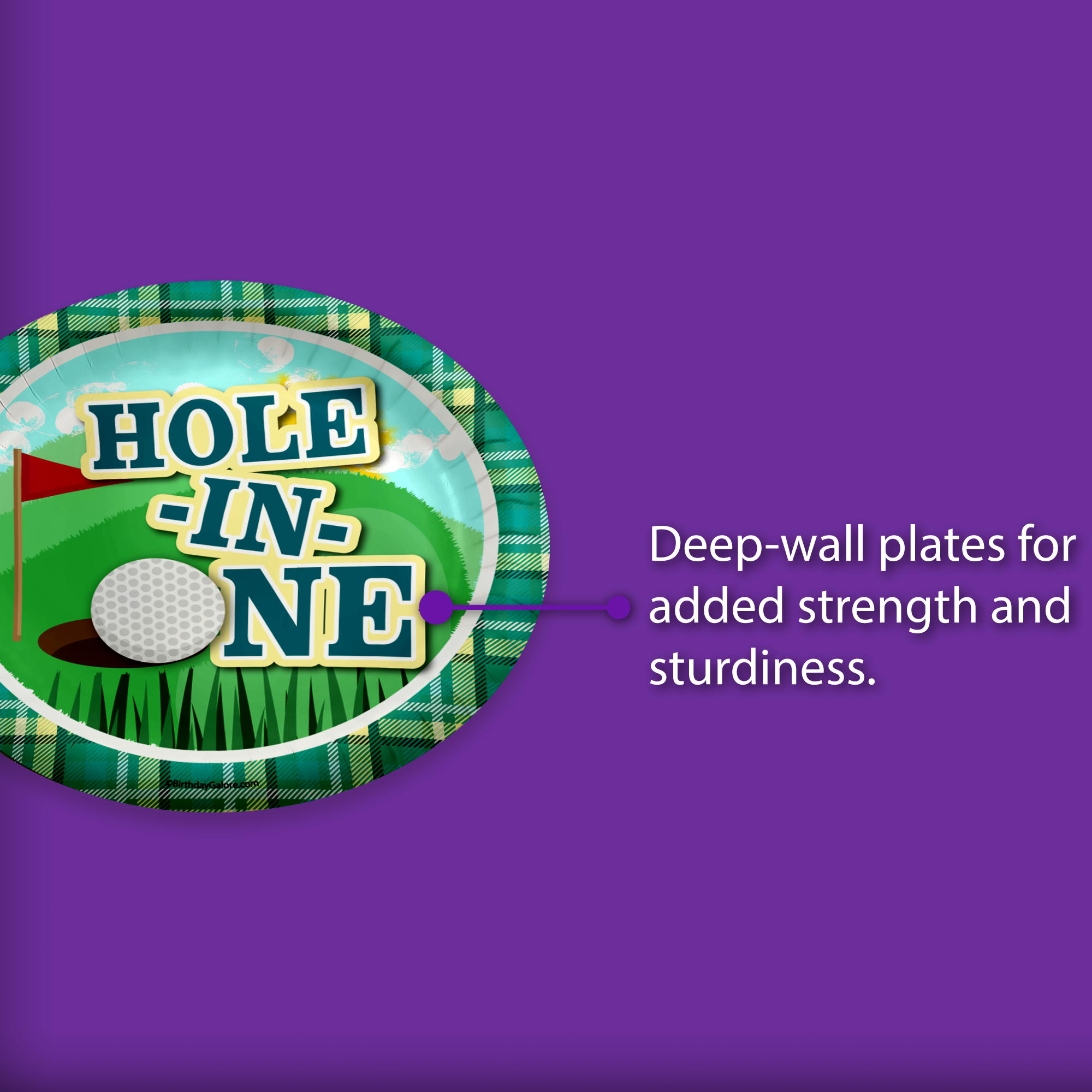 Hole in One Golfing First Birthday Party Supplies Large 9" Paper Plates in Bulk 32 Piece