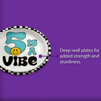 Five is a Vibe Smiley Face 5th Birthday Party Supplies Large 9" Paper Plates in Bulk 32 Piece