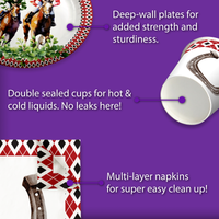 Off Two the Races Derby Day 2nd Birthday Party Supplies 64 Piece Tableware Set Includes Large 9" Paper Plates Dessert Plates, Cups and Napkins Kit for 16