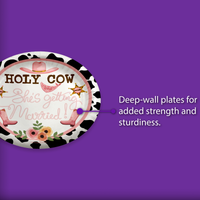 Holy Cow She's Getting Married Bridal Shower Party Supplies Large 9" Paper Plates in Bulk 32 Piece