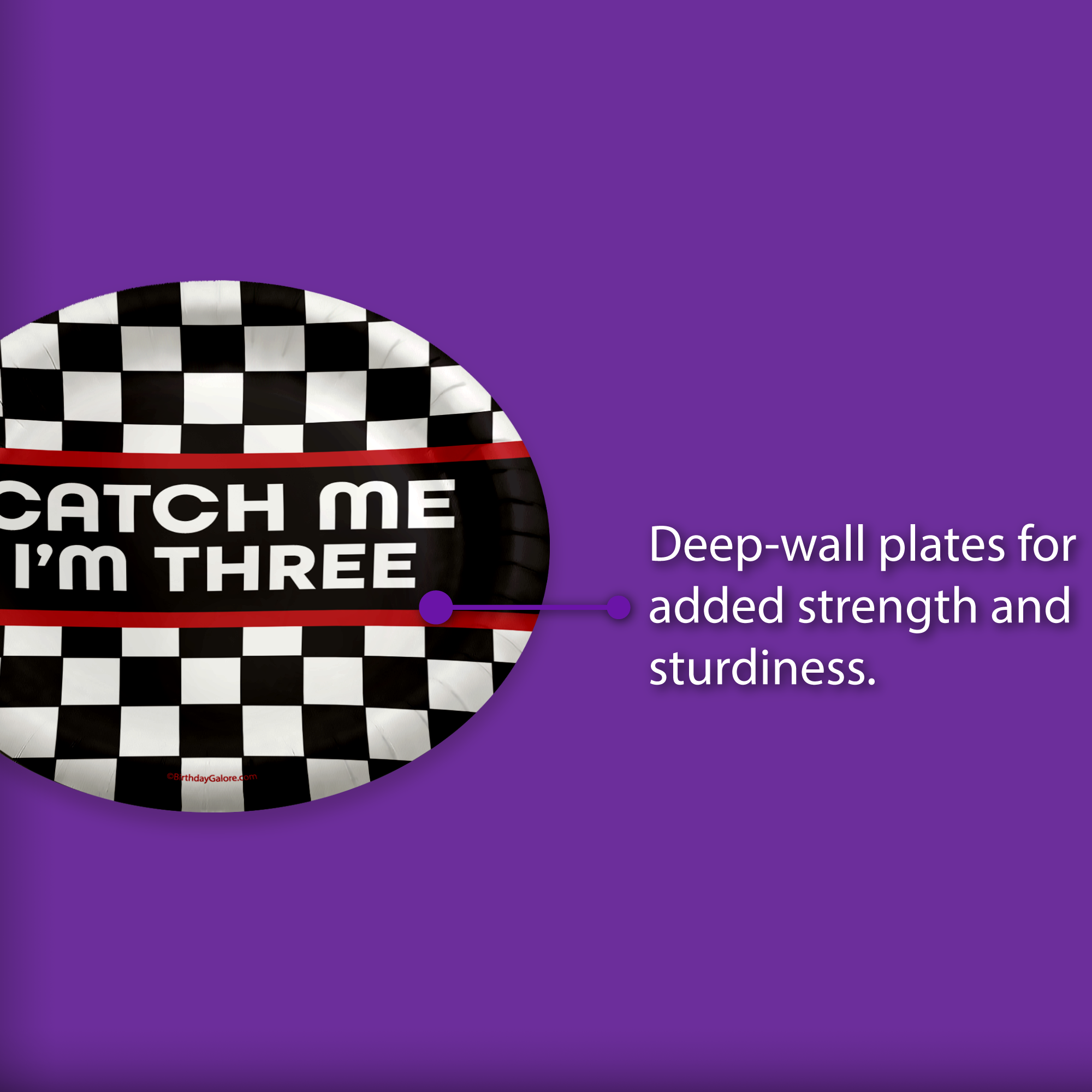 Catch Me I'm Three Racing 3rd Birthday Party Supplies Large 9" Paper Plates in Bulk 32 Piece