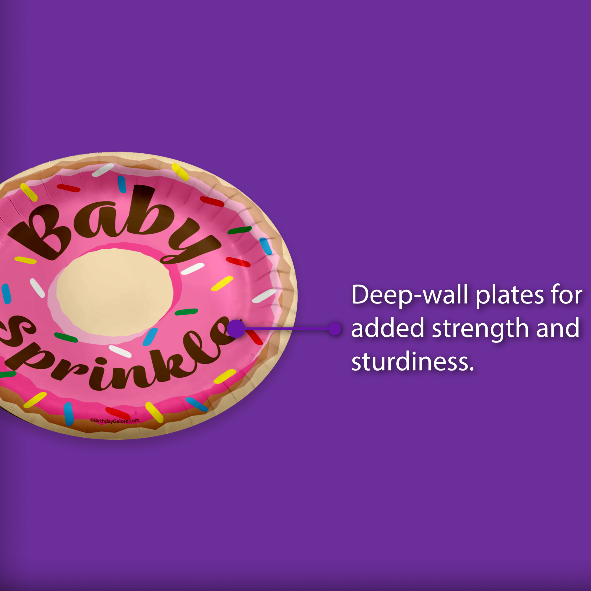 Baby Sprinkle Donut Baby Shower Party Supplies Large 9" Paper Plates in Bulk 32 Piece