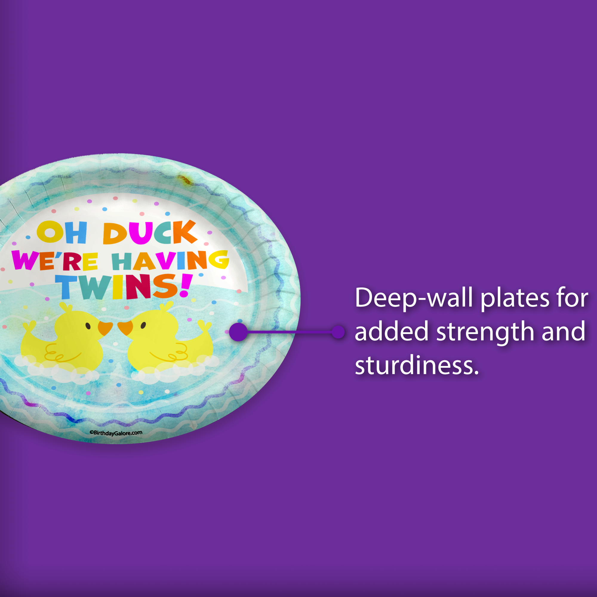 Oh Duck! We're Having Twins Baby Shower Party Supplies Large 9" Paper Plates in Bulk 32 Piece