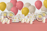 Hello Sunshine Pink Birthday Party Tableware Kit For 16 Guests