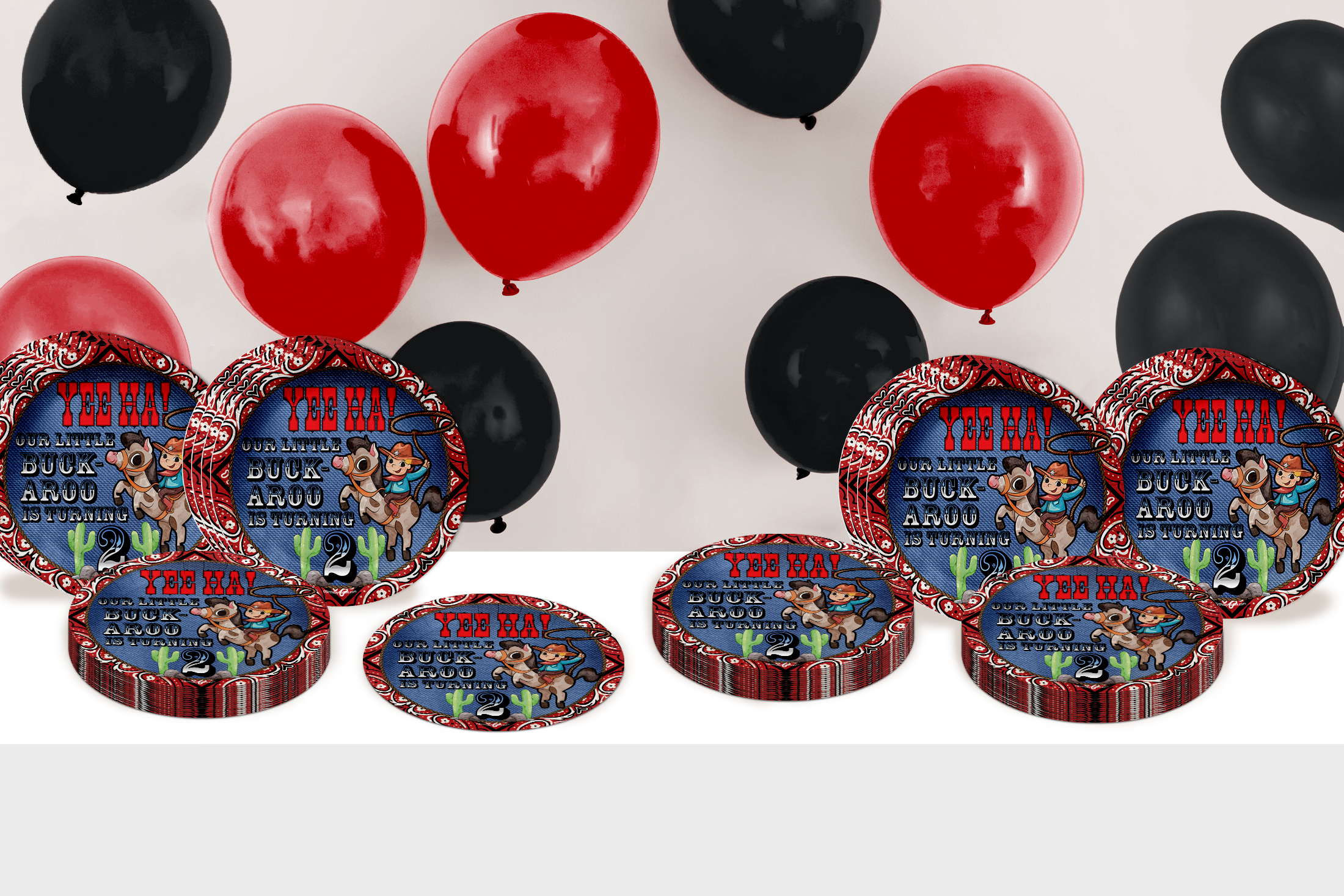 Our Little Buckaroo is Turning Two Cowboy 2nd Birthday Party Supplies Large 9" Paper Plates in Bulk 32 Piece