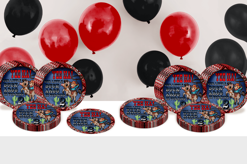 Our Little Buckaroo is Turning Two Cowboy 2nd Birthday Party Supplies Large 9" Paper Plates in Bulk 32 Piece