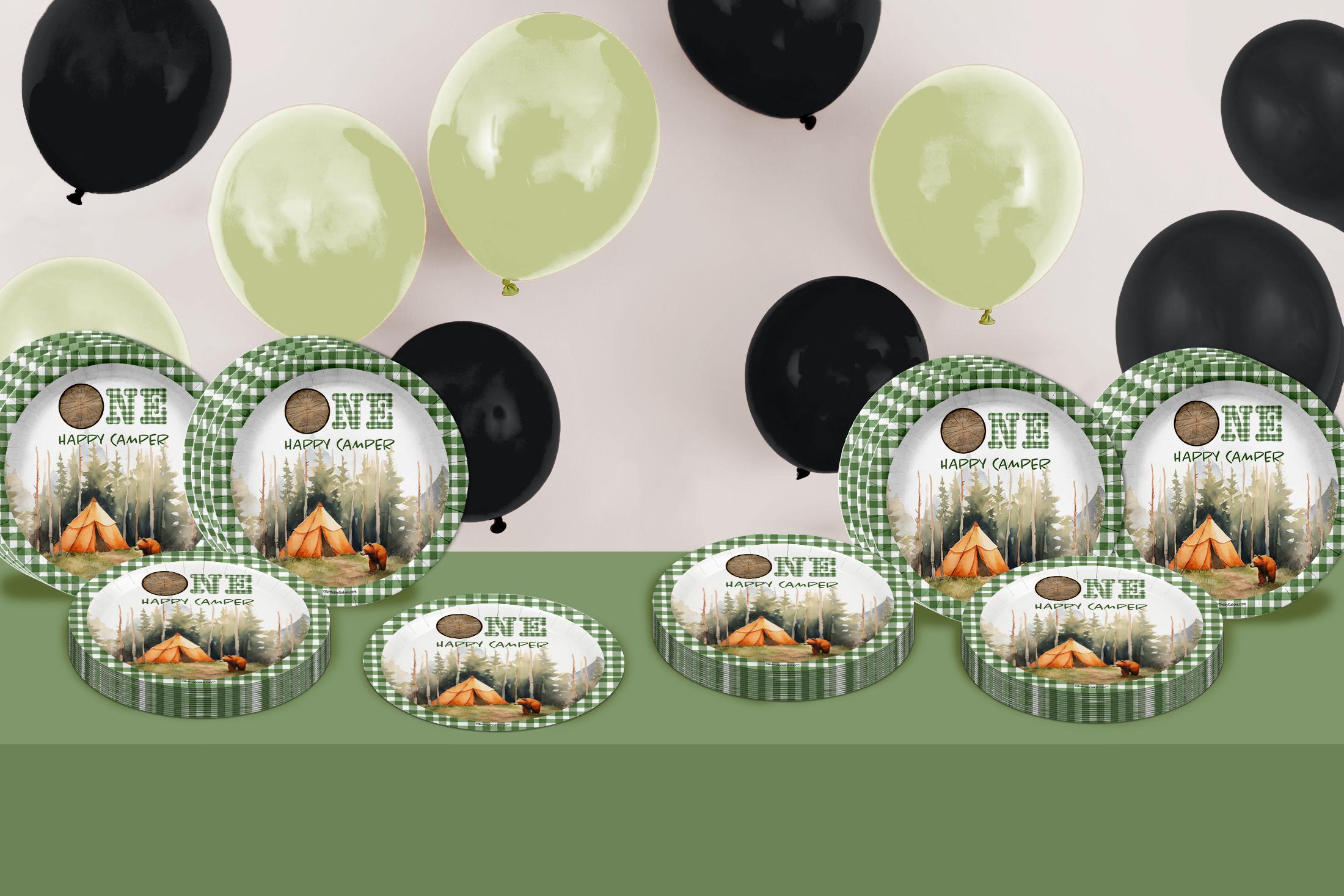 One Happy Camper Boys 1st Birthday Party Supplies Large 9" Paper Plates in Bulk 32 Piece