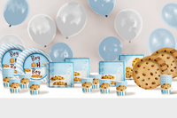 Boy oh Boy Milk and Cookies Baby Shower Party Supplies 64 Piece Tableware Set Includes Large 9" Paper Plates Dessert Plates, Cups and Napkins Kit for 16