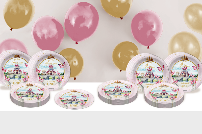 Fairytale Princess 1st Birthday Party Supplies Large 9" Paper Plates in Bulk 32 Piece