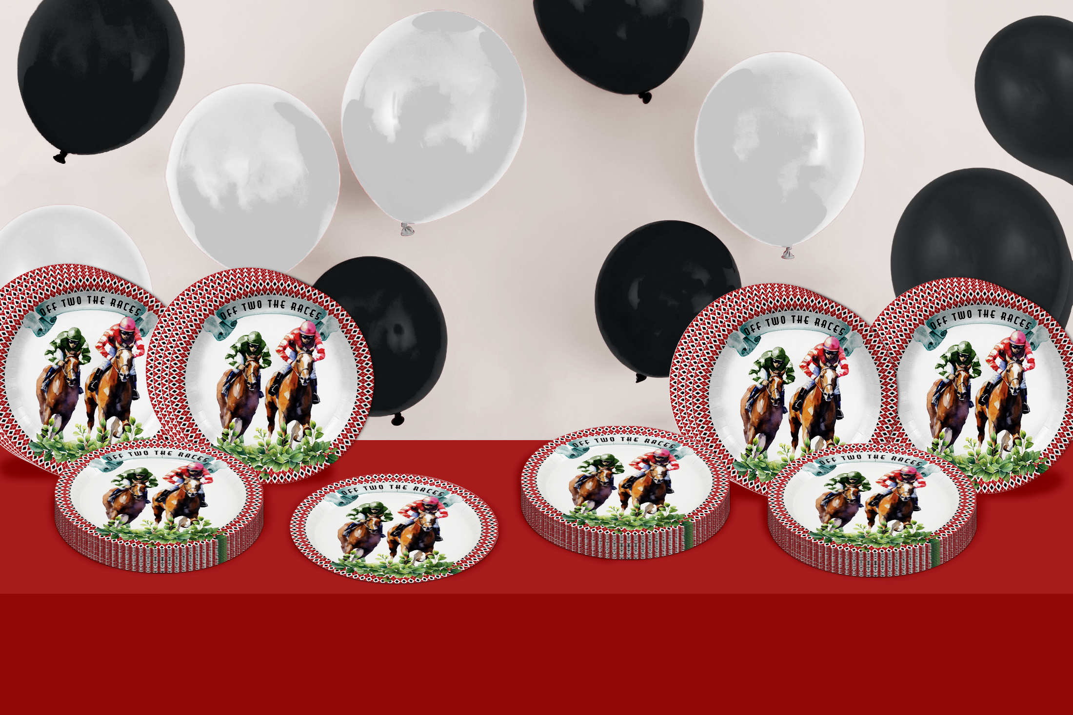 Off Two the Races 2nd Birthday Party Supplies Large 9" Paper Plates in Bulk 32 Piece