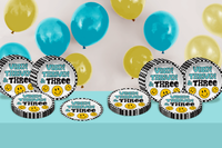Vibin Thrivin' and Three Smiley Face 3rd Birthday Party Supplies Large 9" Paper Plates in Bulk 32 Piece