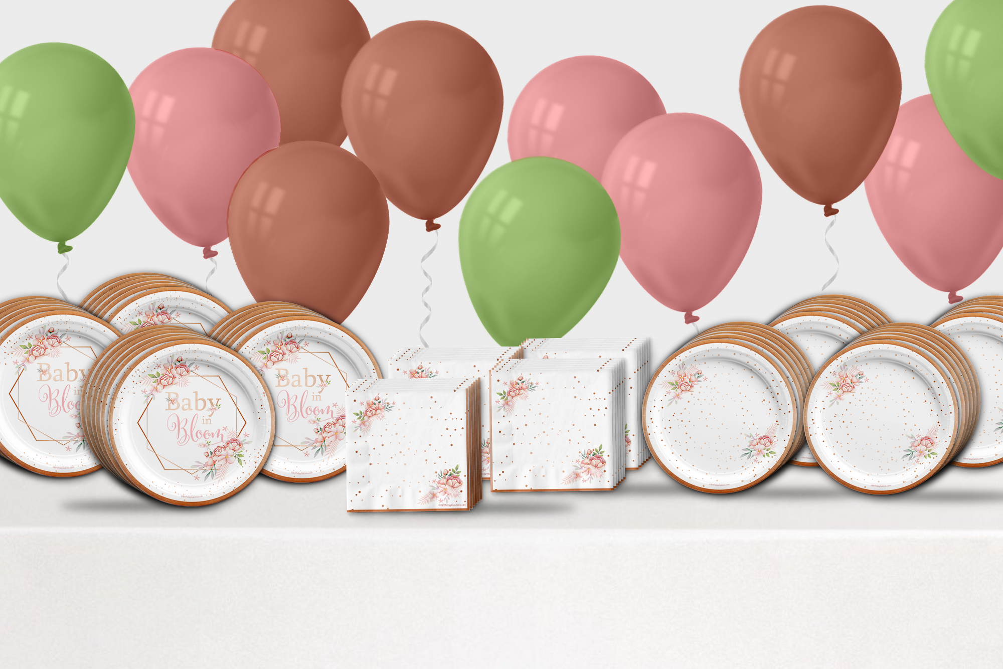 Baby in Bloom Baby Shower Tableware Kit For 24 Guests