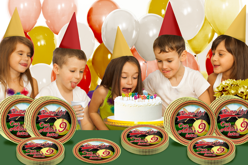 Softball 9th Birthday Party Supplies Large 9" Paper Plates in Bulk 32 Piece