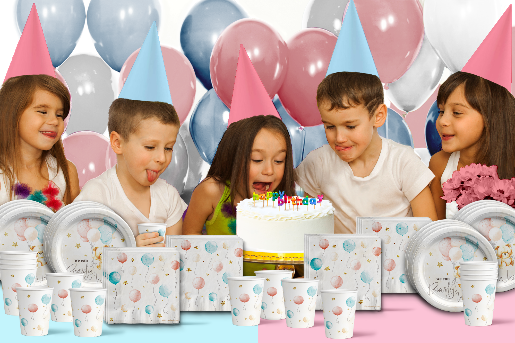 Teddy Bear Birthday Party Tableware Kit For 16 Guests