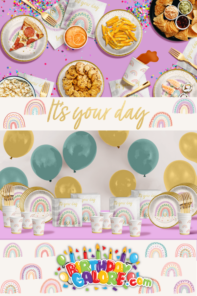 Rainbows Birthday Party Tableware Kit For 16 Guests