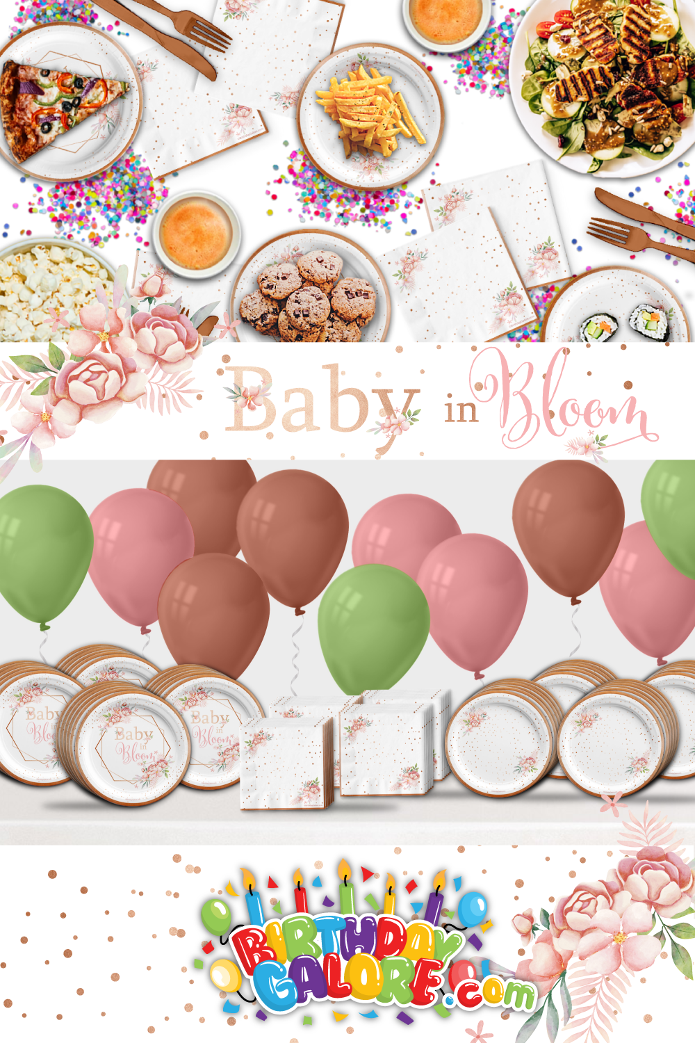 Baby in Bloom Baby Shower Tableware Kit For 24 Guests