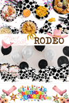 Her Last Rodeo Cow Print Party Tableware Kit For 16 Guests 64 Piece