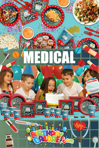 Medical Doctor/Nurse Birthday Party Tableware Kit For 16 Guests - BirthdayGalore.com