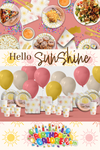 Hello Sunshine Pink Birthday Party Tableware Kit For 16 Guests