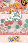 Let's Get Groovy Two Groovy Birthday Party Tableware Kit For 16 Guests 64 Piece