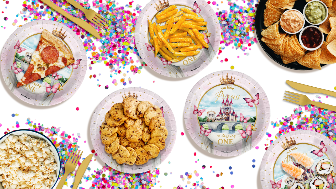Fairytale Princess 1st Birthday Party Supplies Large 9" Paper Plates in Bulk 32 Piece